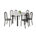 Ver imagem 2 de Conjunto de Mesa Tubular 140cm x 75cm Tampo em Vidro com 6 Cadeiras Iris B Preto/Liso