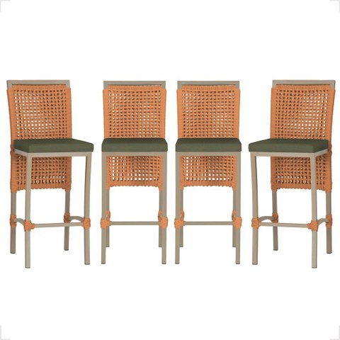 4 Banqueta em Alumínio Roma Fendi Corda Náutica Tecido 13