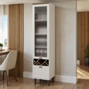 Ver imagem 1 de Cristaleira 50cm Porta de Vidro e 1 Gavetão para Cozinha Mdf Cor:branco com Ébano