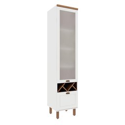 Cristaleira 50cm Porta de Vidro e 1 Gavetão para Cozinha Mdf Cor:branco com Ébano - 1
