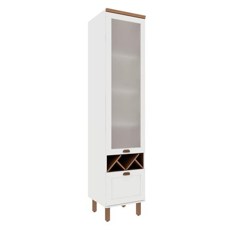 Cristaleira 50cm Porta de Vidro e 1 Gavetão para Cozinha Mdf Cor:branco com Ébano