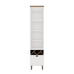 Cristaleira 50cm Porta de Vidro e 1 Gavetão para Cozinha Mdf Cor:branco com Ébano - 2