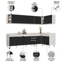 Ver imagem 3 de Armário de Cozinha Modulado de Canto 7 Peças Cp35 Balcão com Tampo Branco/preto - Lumil Lumil Móveis