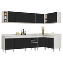 Ver imagem 1 de Armário de Cozinha Modulado de Canto 7 Peças Cp35 Balcão com Tampo Branco/preto - Lumil Lumil Móveis