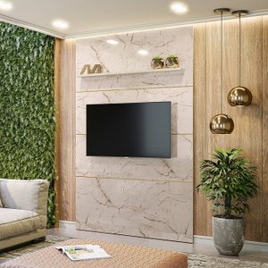 Painel Piso-Teto Interlagos para TV de até 65 polegadas - Calacata/Off White - Madetec