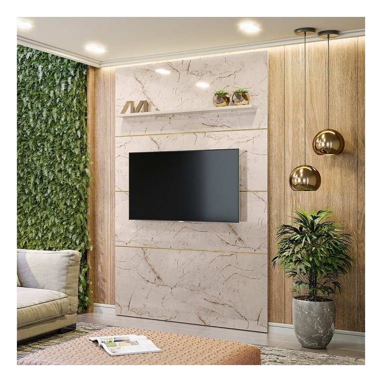 Painel Piso-Teto Interlagos para TV de até 65 polegadas - Calacata/Off White - Madetec