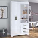 Ver imagem 1 de Guarda-Roupa Solteiro com Espelho Penteadeira 2 Portas 3 Gavetas Azura Espresso Móveis Branco
