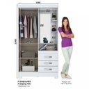Ver imagem 3 de Guarda-Roupa Solteiro com Espelho Penteadeira 2 Portas 3 Gavetas Azura Espresso Móveis Branco
