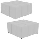 Ver imagem 1 de Kit 02 Puffs Quadrado Milano 90x90cm W01 Linho Cinza