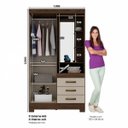 Ver imagem 4 de Guarda-Roupa Solteiro com Espelho Penteadeira 2 Portas 3 Gavetas Azura Espresso Móveis