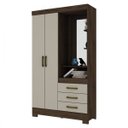 Ver imagem 3 de Guarda-Roupa Solteiro com Espelho Penteadeira 2 Portas 3 Gavetas Azura Espresso Móveis