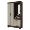 Guarda-Roupa Solteiro com Espelho Penteadeira 2 Portas 3 Gavetas Azura Espresso Móveis - 3