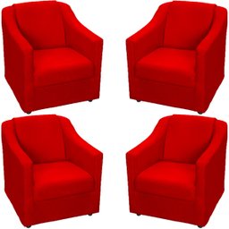 Kit 4 Poltronas Decorativas para Sala de Espera Recepção Escritório Consultório Suede - 1