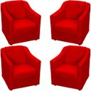 Ver imagem 1 de Kit 4 Poltronas Decorativas para Sala de Espera Recepção Escritório Consultório Suede