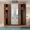 Guarda-Roupa Casal 220 x 220 Cm 6 Portas 2 Gavetas Espelho Castanho Teka MDP 3066 - MENU - 2