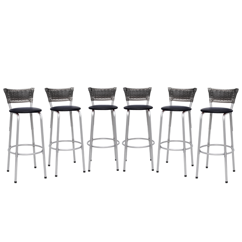 Kit 6 Banquetas Alta Vime Junco Degradê Sacada Àrea Gourmet Balcão Ilha Bancada bar piscina Cozinha