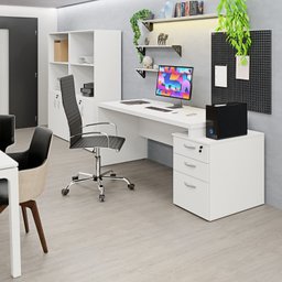 Mesa de Escritório Pedestal 3 Gavetas 1.90x70 Tpo 30mm Netmobil - Branco - 4