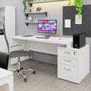 Ver imagem 1 de Mesa de Escritório Pedestal 3 Gavetas 1.90x70 Tpo 30mm Netmobil - Branco