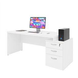 Mesa de Escritório Pedestal 3 Gavetas 1.90x70 Tpo 30mm Netmobil - Branco - 5