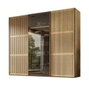 Ver imagem 2 de Guarda-Roupas Nilo 274,2cm 3 Portas com Porta Ripada e Reflecta c/LED Olmo 1280