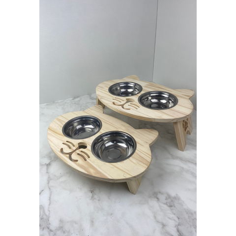 Comedouro Elevado Ergonômico – Gato - Pé Baixo 43x30x7