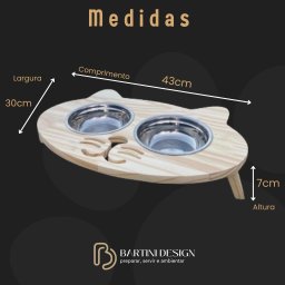 Comedouro Elevado Ergonômico – Gato - Pé Baixo 43x30x7 - 6
