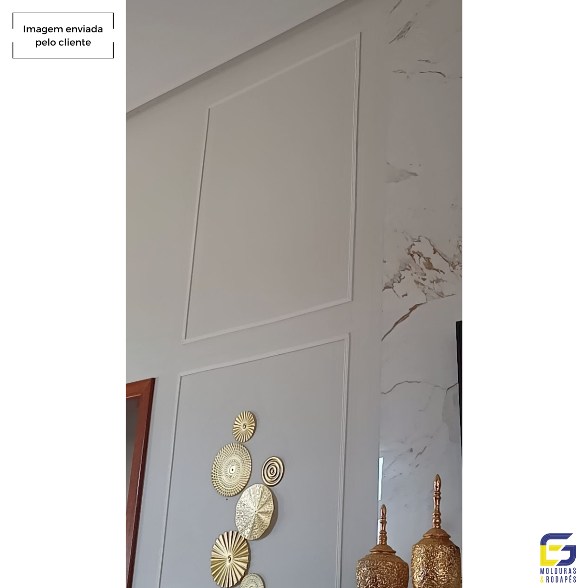 Boiserie Moldura Roda Meio de Eva Adesivo e Flexível *orion 2,5cmx 5mm 5 Metros* Branco - 5