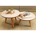 Ver imagem 3 de Conjunto Duas Mesinhas de Centro Sala Madeira Redonda Pé Palito
