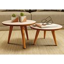 Ver imagem 1 de Conjunto Duas Mesinhas de Centro Sala Madeira Redonda Pé Palito