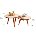 Ver imagem 2 de Conjunto Duas Mesinhas de Centro Sala Madeira Redonda Pé Palito