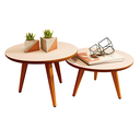 Ver imagem 6 de Conjunto Duas Mesinhas de Centro Sala Madeira Redonda Pé Palito