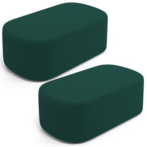Kit 02 Puffs Decorativos Orgânicos para Living Quarto 100cm Doha W01 Bouclê Verde - Lyam Decor