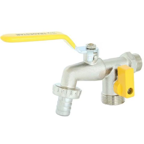 Torneira com Duas Saídas Metal para Jardim Quintal Tanque com Bico 1/2" e 3/4" | Hayom