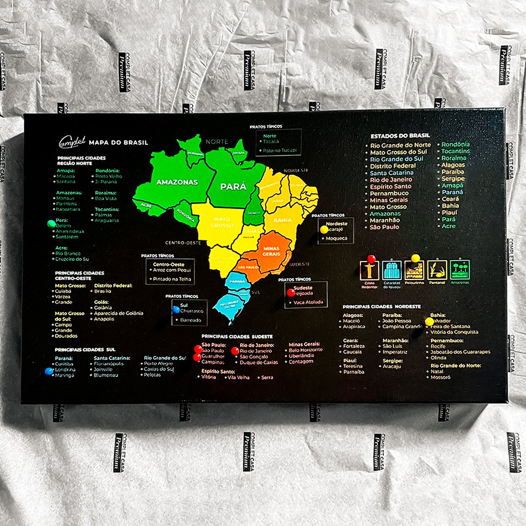 Quadro Mapa do Brasil Marcar Viagens | Pronto para Pendurar - 7