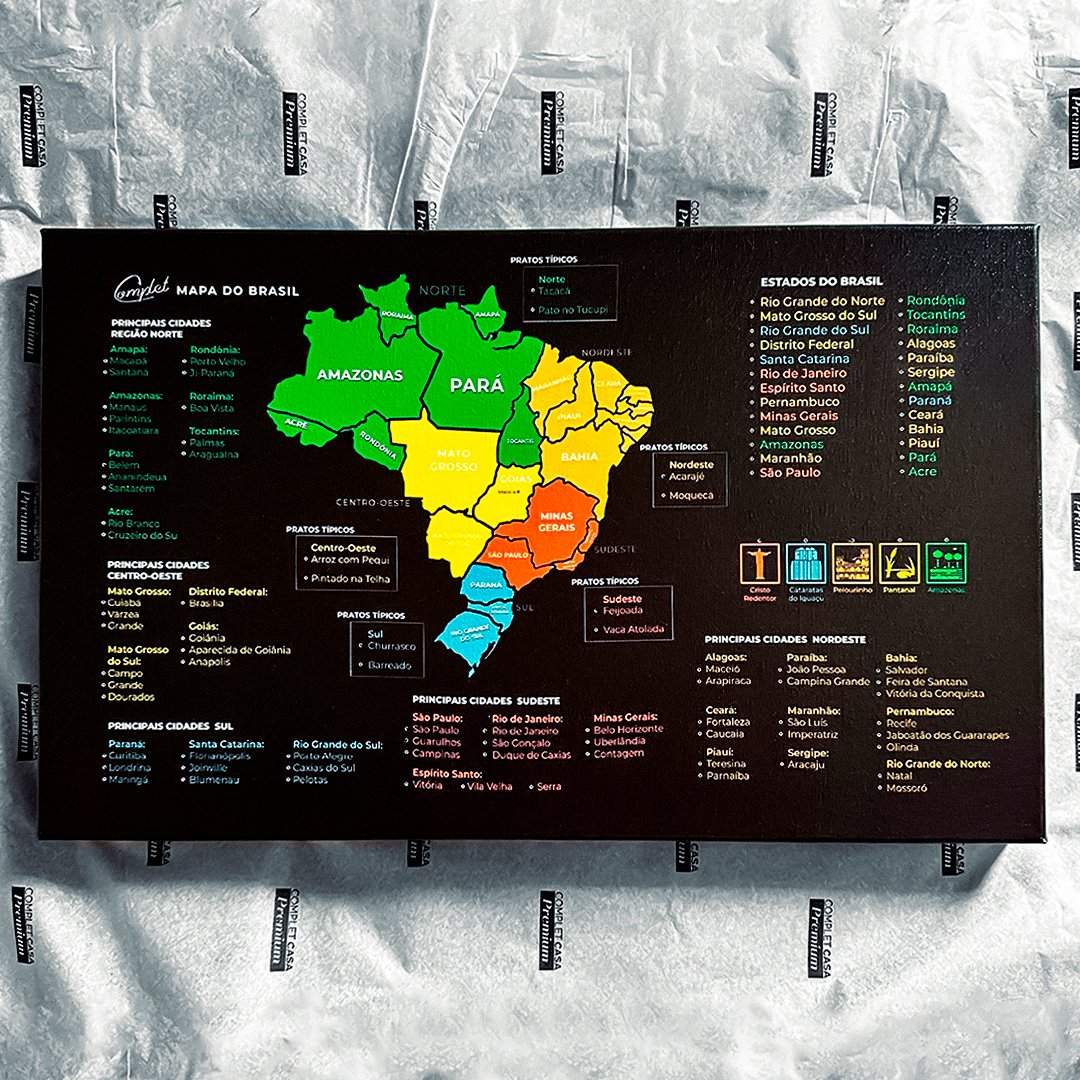 Quadro Mapa do Brasil Marcar Viagens | Pronto para Pendurar - 2