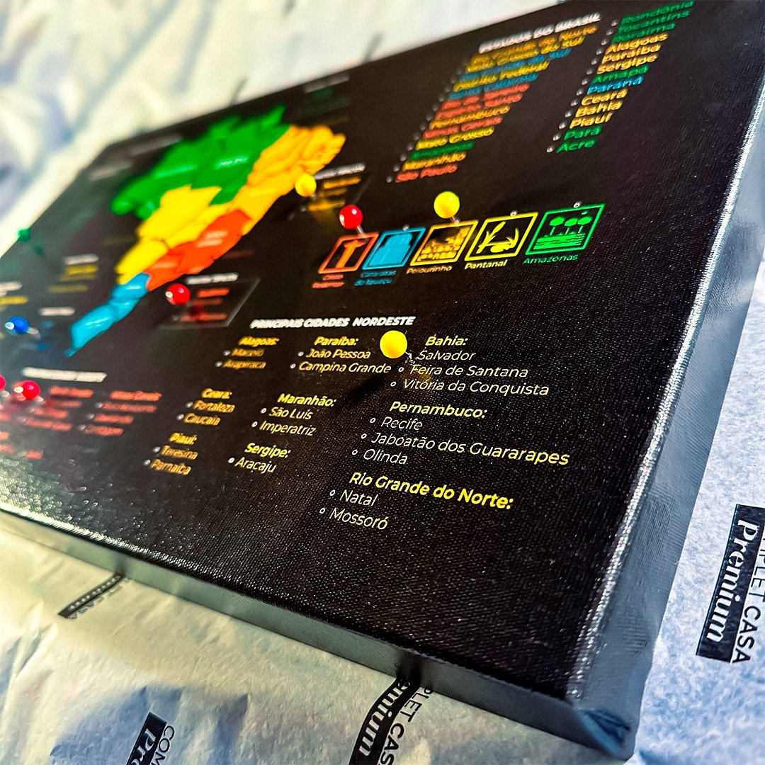 Quadro Mapa do Brasil Marcar Viagens | Pronto para Pendurar - 6