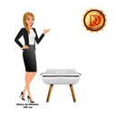 Ver imagem 4 de Puff Opala Corino Branco Pés Palito Castanho D´rossi