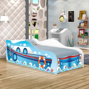 Cama Barquinho Joy Azul Infantil com Colchão