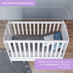 Quarto de Bebê com Guarda-roupa 3 Portas Cômoda e Berço 3 em 1 Lápis de Cor Espresso Móveis - 9