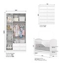 Ver imagem 3 de Quarto de Bebê com Guarda-Roupa 3 Portas Cômoda e Berço 3 em 1 Lápis de Cor Espresso Móveis