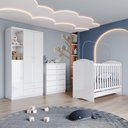 Ver imagem 1 de Quarto de Bebê com Guarda-Roupa 3 Portas Cômoda e Berço 3 em 1 Lápis de Cor Espresso Móveis Branco