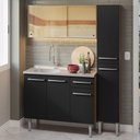 Ver imagem 1 de Armário de Cozinha Compacta 137cm com Pia Rustic/Preto Emilly Madesa 08