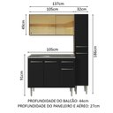 Ver imagem 4 de Armário de Cozinha Compacta 137cm com Pia Rustic/Preto Emilly Madesa 08