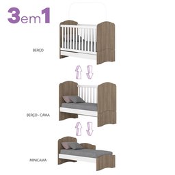 Quarto de Bebê com Guarda-Roupa 3 Portas Cômoda e Berço 3 em 1 Lápis de Cor Espresso Móveis - 5