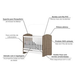 Quarto de Bebê com Guarda-Roupa 3 Portas Cômoda e Berço 3 em 1 Lápis de Cor Espresso Móveis - 5 Quarto de Bebê com Guarda-Roupa 3 Portas Cômoda e Berço 3 em 1 Lápis de Cor Espresso Móveis - 5