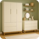 Ver imagem 4 de Quarto de Bebê Berço Evolution + Guarda Roupa 3 Portas + Cômoda Sapateira Elfe Areia Fosco