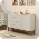Ver imagem 7 de Quarto de Bebê Berço Evolution + Guarda Roupa 3 Portas + Cômoda Sapateira Elfe Areia Fosco