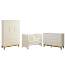 Ver imagem 1 de Quarto de Bebê Berço Evolution + Guarda Roupa 3 Portas + Cômoda Sapateira Elfe Areia Fosco