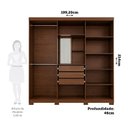 Ver imagem 3 de Guarda-Roupa Casal 6 Portas com Pé e Espelho Interno Giratório 199cm 100% MDF Paraty Espresso Móveis Marrom/Jequitiba