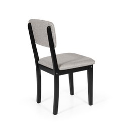 Conjunto 4 Cadeiras de Jantar Estofada em Madeira Maciça Ella Preto/Cinza Claro - 4 Conjunto 4 Cadeiras de Jantar Estofada em Madeira Maciça Ella Preto/Cinza Claro - 4